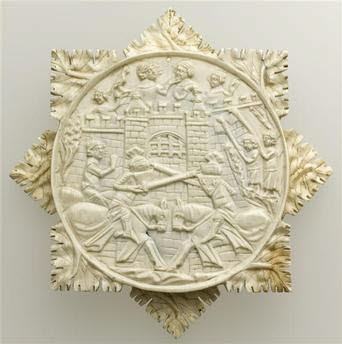 Paire de valves de miroir : scènes de tournoi, image 4/8