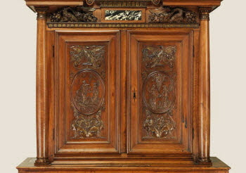 Armoire à deux corps et à décor de plaques de marbre, image 9/11