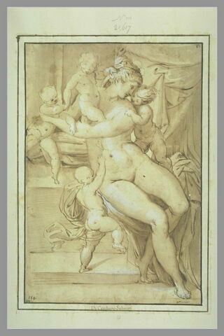 Femme assise entourée de quatre putti : la Charité, image 2/2