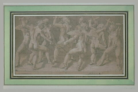 Danse de huit putti portant des demi-masques et armés de courtes épées, image 2/2