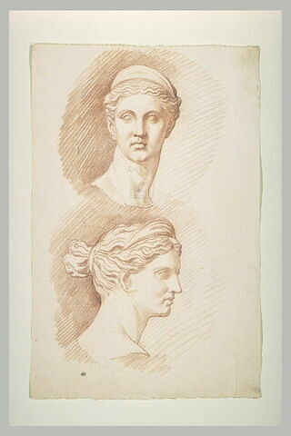 Deux études de la tête de Diane, vue de face et de profil à droite, image 2/2