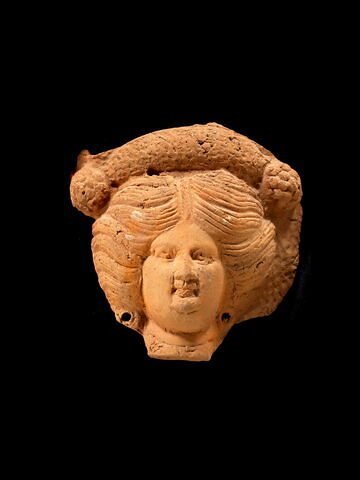 figurine de tête de femme romaine à cou fermé