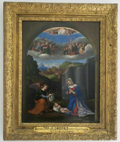 Adoration de l'Enfant, avec les instruments de la Passion