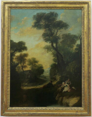 Paysage avec lavandière