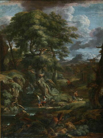 Paysage avec des pêcheurs