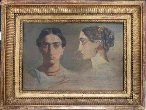 Double étude de tête de femme italienne (face et profil)