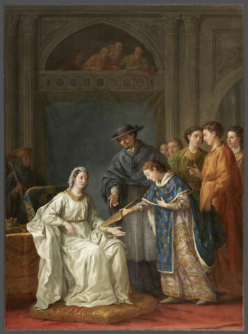 Saint Louis, à son avènement à la couronne, remet à la Reine Blanche de Castille, sa mère, la Régence du Royaume