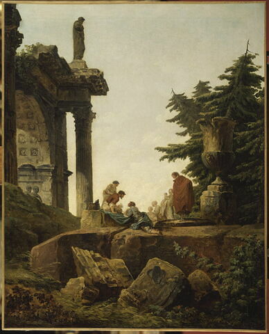 Arc de triomphe en ruines ; les joueurs de cartes.