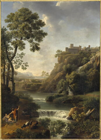 Paysage avec chute d'eau