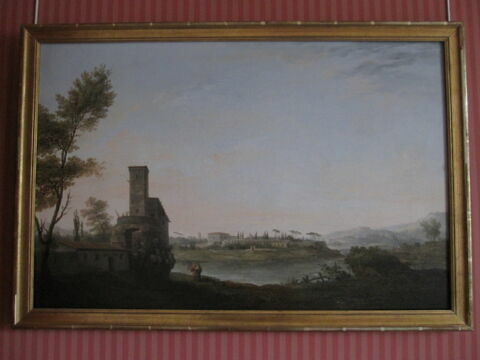 Paysage d'Italie, bord de rivière avec tour, image 2/2