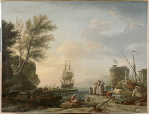 Marine, paysage et soleil couchant