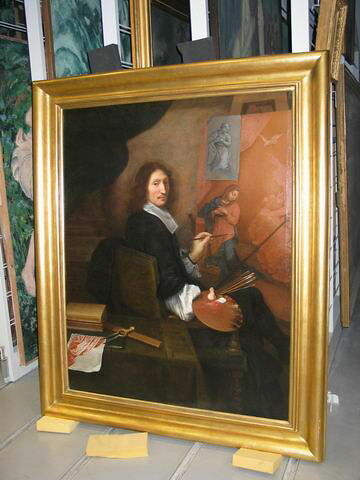 Portrait de Nicolas Mignard peignant une Annonciation