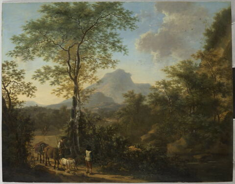 Paysage avec paysans conduisant un troupeau