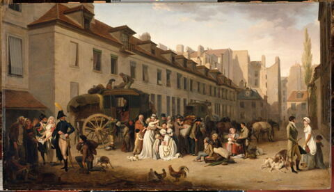 L'arrivée d'une diligence dans la cour des Messageries, rue Notre-Dame-des-Victoires, à Paris., image 7/9