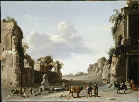 Vue de fantaisie du Campo Vaccino à Rome avec un âne, image 4/4