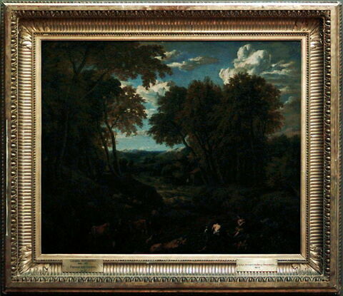 Paysage avec bergers et troupeau dans un chemin forestier, image 2/3