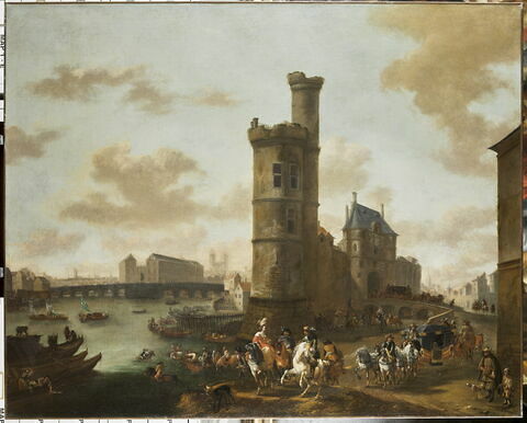 La Tour et la Porte de Nesle à Paris ; au fond, le Pont-Neuf et la place Dauphine, image 2/3