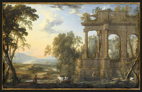 Paysage avec ruines et pasteurs