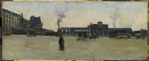 Le Palais des Tuileries après l'incendie de 1871, vu depuis le Jardin du Carrousel