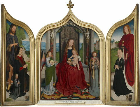 Triptyque de la famille Sedano : volet gauche : Jean de Sedano et son fils en prière, avec saint Jean Baptiste ; face externe : Adam, nu, image 5/11