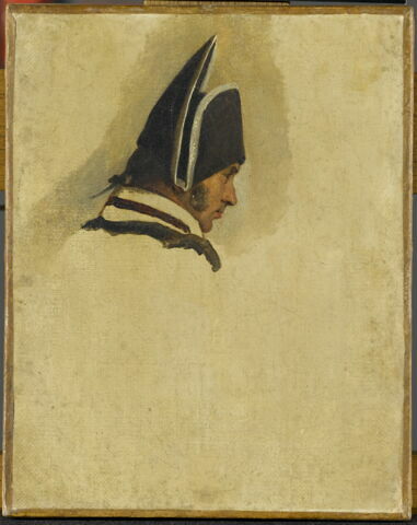 Tête d'homme coiffé d'un bicorne. Etude