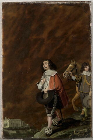 Portrait de gentilhomme sur fond de paysage napolitain