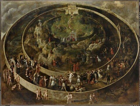 Allégorie de la vie humaine (inspirée par la description faite vers l'époque de Néron de la "Tabula Cebetis" ["Tableau de Cébès"] visible autrefois en Grèce à l'entrée du temple de Saturne