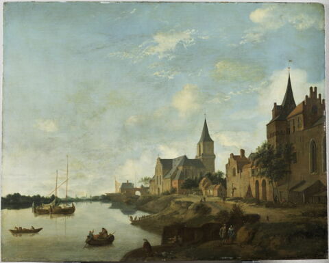 Le Rhin à Emmerich avec l'église Saint-Martin