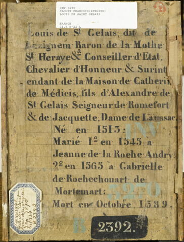 Louis de Saint-Gelais, seigneur de Lansac (av. 1515/13-1589), gouverneur de François II et de Charles IX, surintendant de la maison de Catherine de Médicis., image 3/5