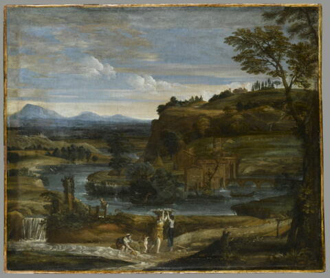 Paysage avec laveuses de linge