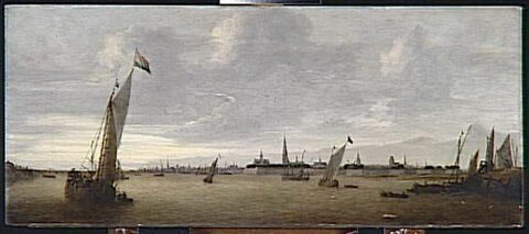 La Rade d'Anvers, vue du sud-ouest, depuis la rive droite de l'Escaut, en amont, à hauteur d'Hoboken, image 7/9