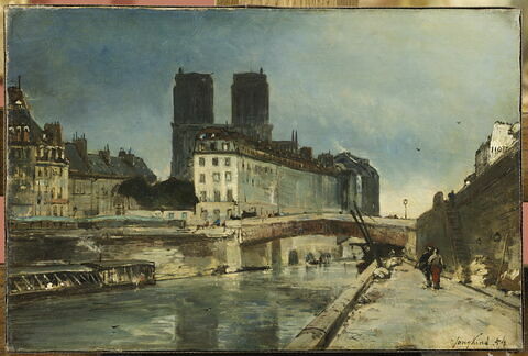 Notre-Dame de Paris vue du quai Saint-Michel avec le Petit Pont