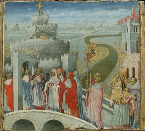 La Procession de saint Grégoire le Grand au château Saint-Ange durant la peste noire, dit autrefois à tort la Rentrée du pape Martin V au château Saint-Ange (1420) ou la Procession du pape Clément VI devant le château Saint-Ange (1348)., image 3/4