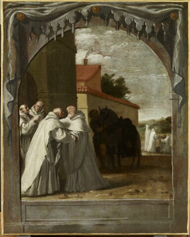 Saint Bernard de Clairvaux (1090 -1153) rend visite au révérend père général Guigues 1er (1083-1136) à la Grande Chartreuse