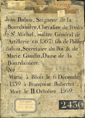 Jean Babou, seigneur de la Bourdaisière (1511-1569), image 3/4