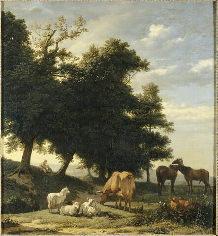 Le Pâturage. Chevaux, vaches et brebis dans un pré., image 6/6