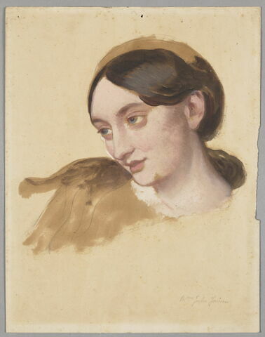 Tête de femme à bandeaux plats. Madame Jules Janin