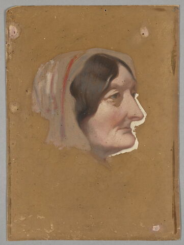 Tête de vieille femme au nez pointu. Madame de Baor, femme de lettres