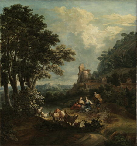 Paysage avec des bergers