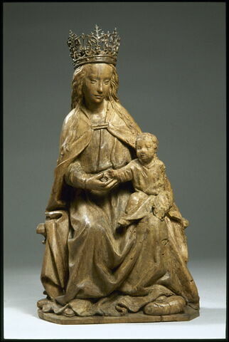 La Vierge et l'Enfant assise sur un banc