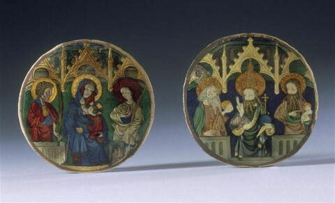 Valve de miroir : Dieu le Père entre saint Jean Baptiste et saint Charlemagne, image 3/5