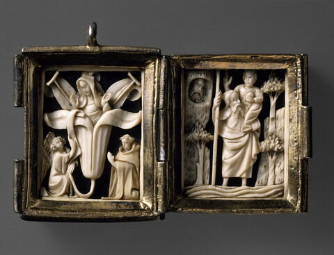 Pendentif en forme de diptyque : Annonciation ; saint Christophe