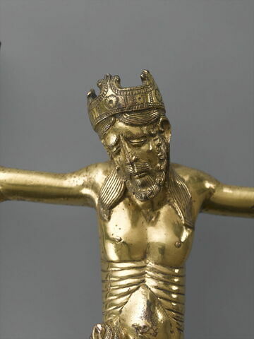 Figure d'applique : Christ en croix en bronze doré, image 2/3