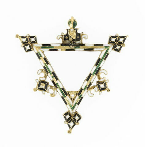 Pendentif : cadre triangulaire en or émaillé