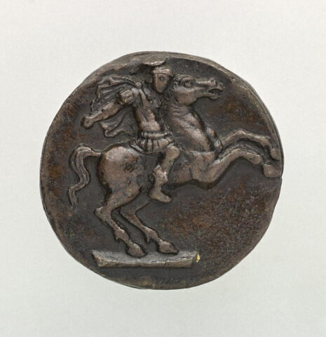 Plaquette : cavalier en armure sur un cheval