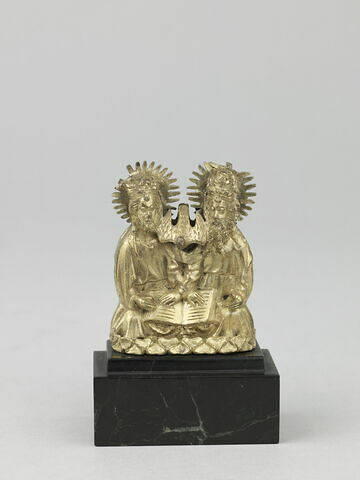 Statuette : Sainte Trinité double face pouvant provenir d'une crosse ou d'un bâton de confrérie (?)