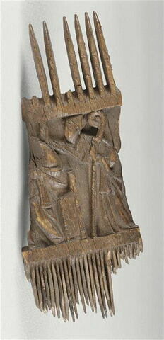 Fragment de peigne liturgique : scènes religieuses