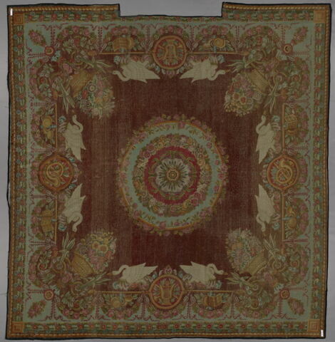 Tapis velours carré à rosace centrale, image 11/12