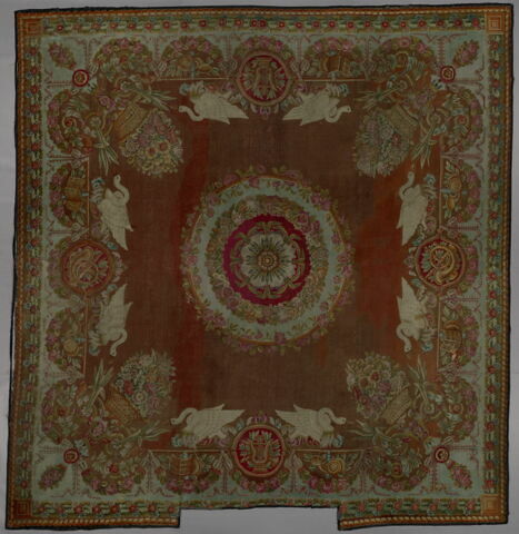 Tapis velours carré à rosace centrale