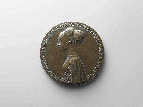 Médaille : Cecilia Gonzaga (1425-1451) / jeune fille et une licorne